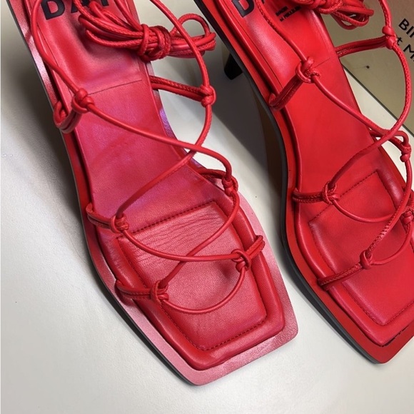 Elegant Red Stiletto Heels with Strappy Design - Picture 3 of 10